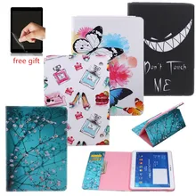 Чехол для Samsung Galaxy Tab 4 10,1 T530 T531 T535, чехол-бумажник из искусственной кожи с узором в виде цветов, дерева, бабочки + Защитная пленка для экрана, ...(China)