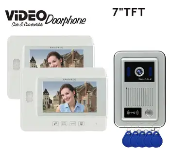ZHUDELE New Arrival Home Security Intercom System 7" LCD Video Door Phone/Audio doorbell 700TVL CCD Camera ID Card Unlocking 1V2
ZHUDELE New Arrival Home Security Intercom System 7" LCD Video Door Phone/Audio doorbell 700TVL CCD Camera ID Card Unlocking 1V2