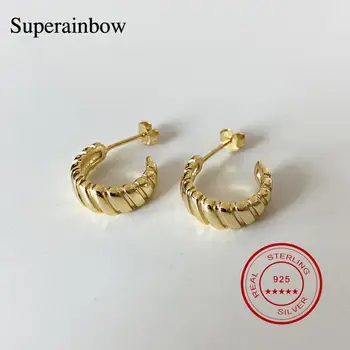 SUPERAINBOW 925 Sterling Silver Geometric Round Circle Curve Stud Earrings for Women Gold Earrings Wholesale Fine Jewelry SR-E70
SUPERAINBOW 925 Sterling Silver Geometric Round Circle Curve Stud Earrings for Women Gold Earrings Wholesale Fine Jewelry SR-E70