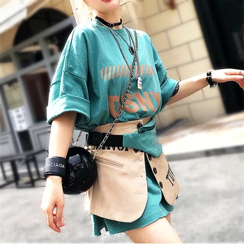 Two Piece Set Women Fashion Streetwear Women Short Sleeve Long Tshirt And Single Breasted Mini Skirt Clothes For Women SL082 
Two Piece Set Women Fashion Streetwear Women Short Sleeve Long Tshirt And Single Breasted Mini Skirt Clothes For Women SL082