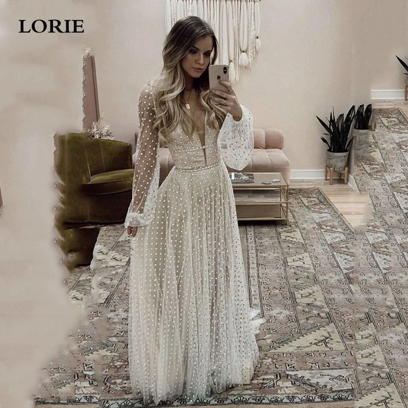 LORIE A Line Puff Sleeve Wedding Dresses V Neck Soft Tulle Robe de Mariee Backless Boho Wedding Gown Plus Size
LORIE A Line Puff Sleeve Wedding Dresses V Neck Soft Tulle Robe de Mariee Backless Boho Wedding Gown Plus Size