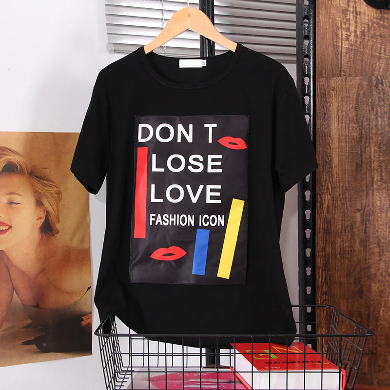 2021 Прохладное лето Новая мода с круглым вырезом и аппликациями с буквенным принтом, женские топы с рисунком, свободные женские футболки с короткими рукавами для отдыха
2021 Прохладное лето Новая мода с круглым вырезом и аппликациями с буквенным принтом, женские топы с рисунком, свободные женские футболки с короткими рукавами для отдыха