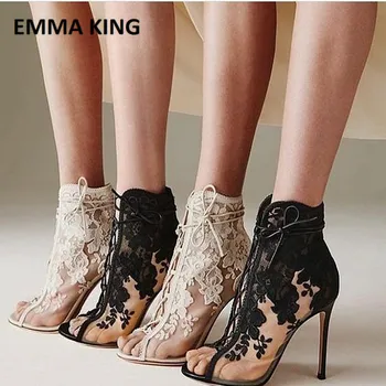 Black Trendy Peep Toe Stiletto Heel Lace-up Ankle Boots Front Cross Lace Wedding Shoes Pumps Party Toe Sandals Bridal Shoes
Black Trendy Peep Toe Stiletto Heel Lace-up Ankle Boots Front Cross Lace Wedding Shoes Pumps Party Toe Sandals Bridal Shoes
