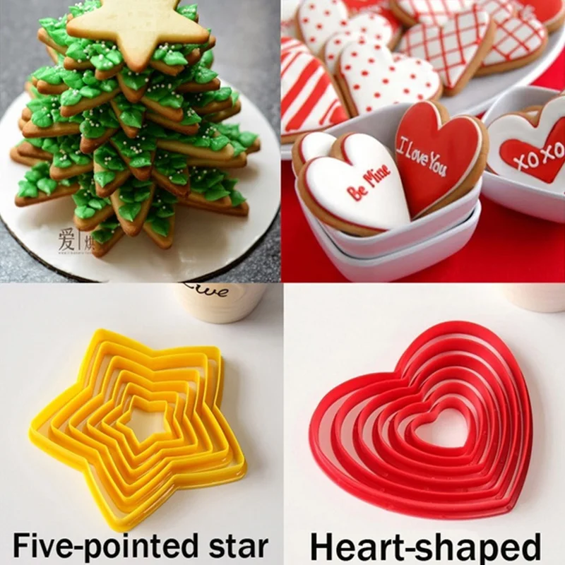 6Pcs/set 3D DIY Heart Star Five-pointed Star Christmas Tree Cookies Cake Cutter Mold Set Baking Tool
6Pcs/set 3D DIY Heart Star Five-pointed Star Christmas Tree Cookies Cake Cutter Mold Set Baking Tool