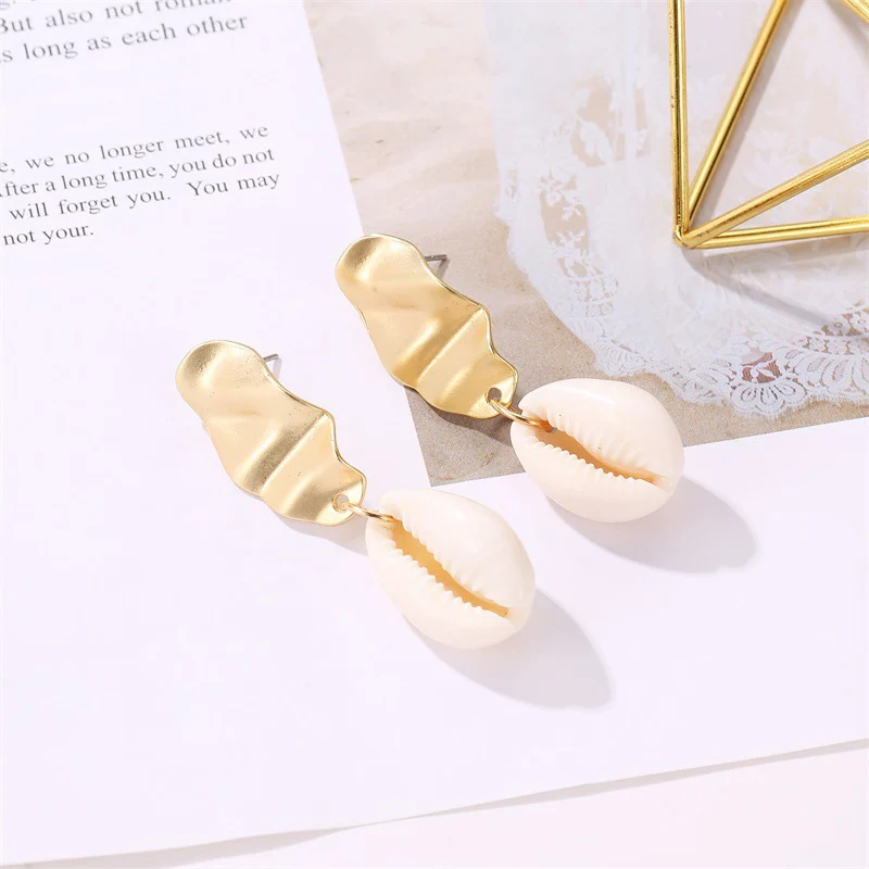 Висячие серьги HOCOLE Sea Shell для женщин 2019 Brincos богемные золотые металлические из