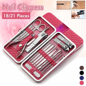 18/21PCS Portable Leather Case Multifunctional Stainless Steel Nail Clipper Set Ear Spoon Manicure tool pedicure nail scissors
18/21PCS Portable Leather Case Multifunctional Stainless Steel Nail Clipper Set Ear Spoon Manicure tool pedicure nail scissors