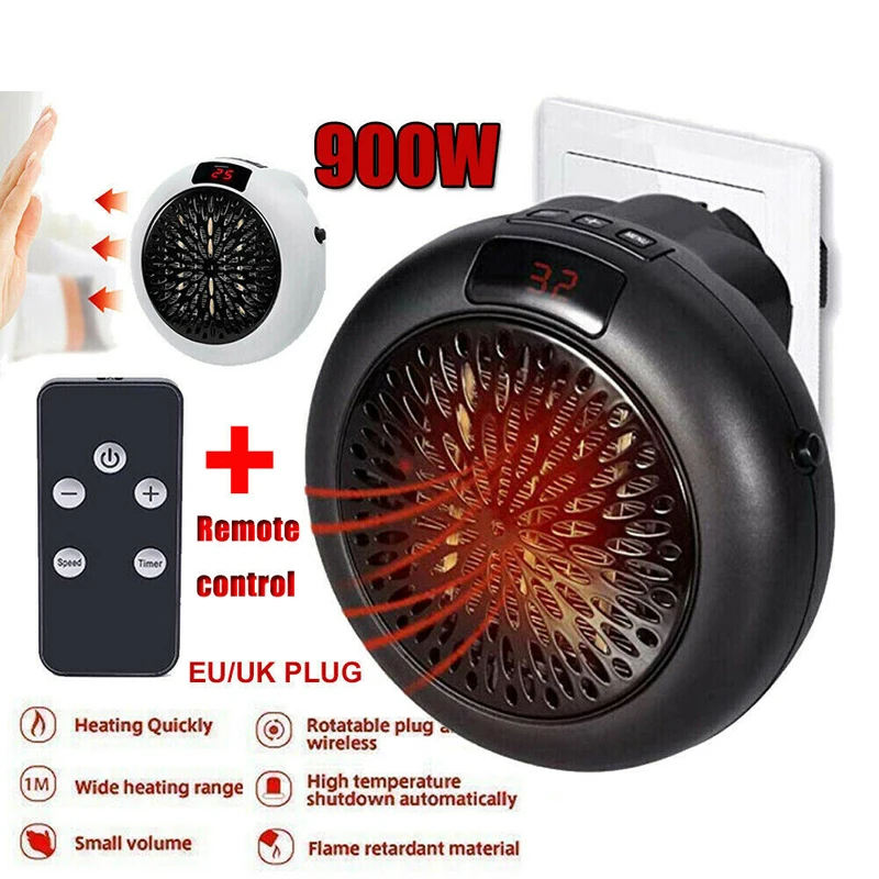 900W 220V Mini Portable Plug-in Electric Wall-outlet Space Heater Fan Heater UK Plug Energy-saving Imported Intelligent Heater
900W 220V Mini Portable Plug-in Electric Wall-outlet Space Heater Fan Heater UK Plug Energy-saving Imported Intelligent Heater