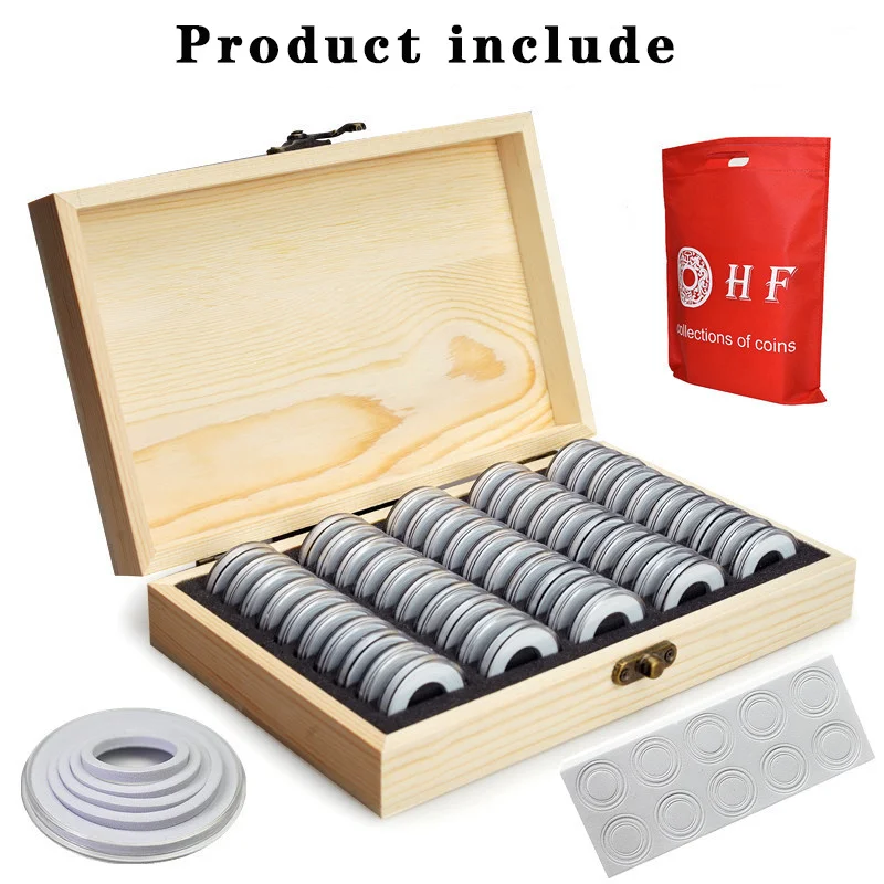50PC Coin Storage Box Adjustable Antioxidative Collector Wooden Commemorative Coin Collection Case Container with Adjustment Pad
50PC Coin Storage Box Adjustable Antioxidative Collector Wooden Commemorative Coin Collection Case Container with Adjustment Pad
