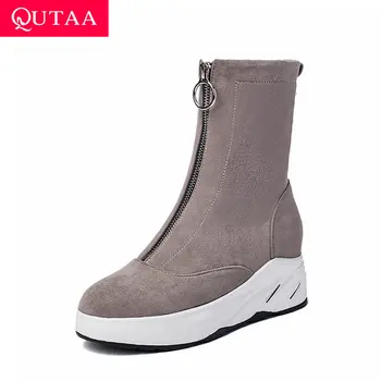 QUTAA 2021 Wedge Heel Round Toe Ankle Boots Flock Platform Zipper Women Shoes Autumn Winter Keep Warm Ladies Boots Size 34-39
QUTAA 2021 Wedge Heel Round Toe Ankle Boots Flock Platform Zipper Women Shoes Autumn Winter Keep Warm Ladies Boots Size 34-39