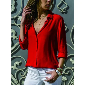 Korean chiffon Women Tops Spring Autumn New Soild Button Office Shirt Casual Long sleeves Deep V collar Ladies Shirt Plus Size
Korean chiffon Women Tops Spring Autumn New Soild Button Office Shirt Casual Long sleeves Deep V collar Ladies Shirt Plus Size