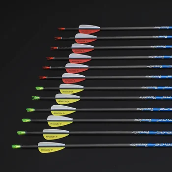 12pcs ID 4.2mm Pure Carbon Arrow Spine 300 350 400 500 600 700 800 900 1000 Archery Recurve Bow or Compound Bow Shooting