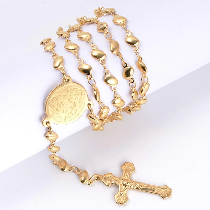 Men's Women's Gold Plated Rosary Oval Chain Stainless Steel Cross Sweater Necklace
Men's Women's Gold Plated Rosary Oval Chain Stainless Steel Cross Sweater Necklace