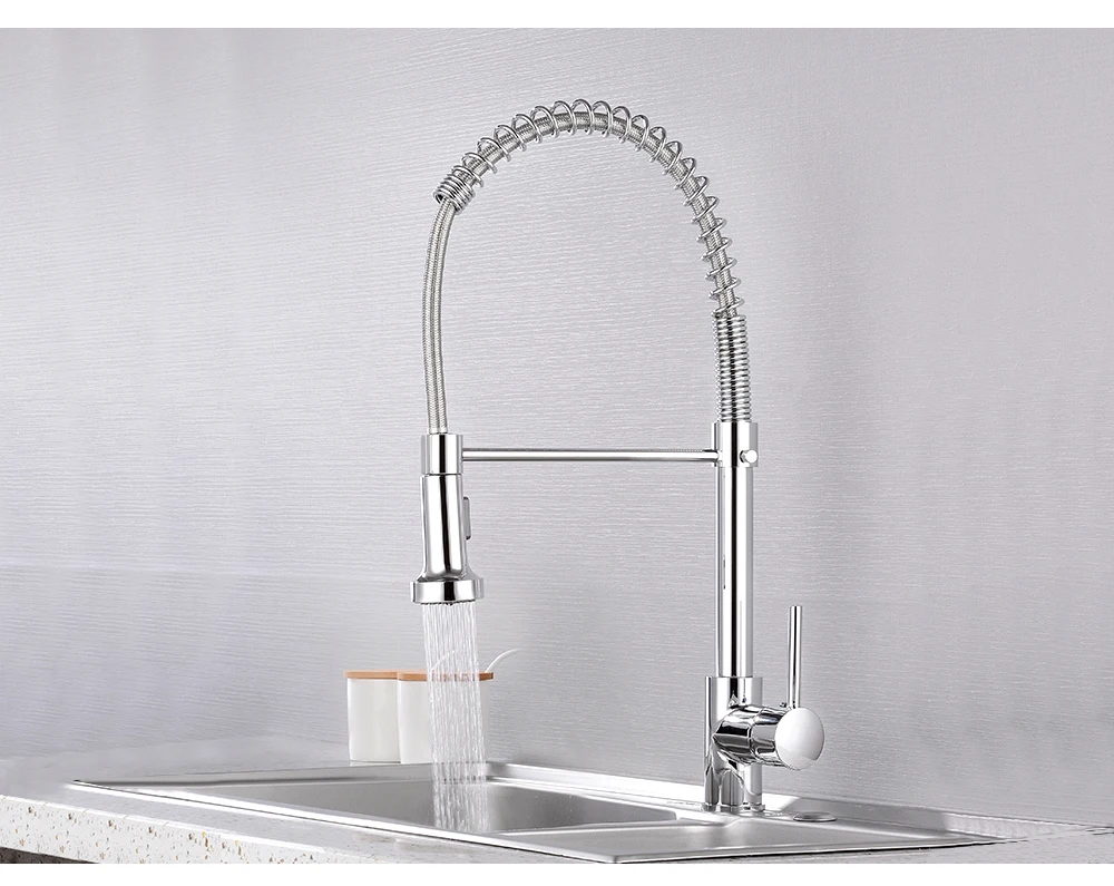 Haliaeetus Spring Kitchen Faucets Hot&Cold For Pull Out Kitchen Faucet Chrome Mixer Tap Deck Mounted Brass Kitchen Tap