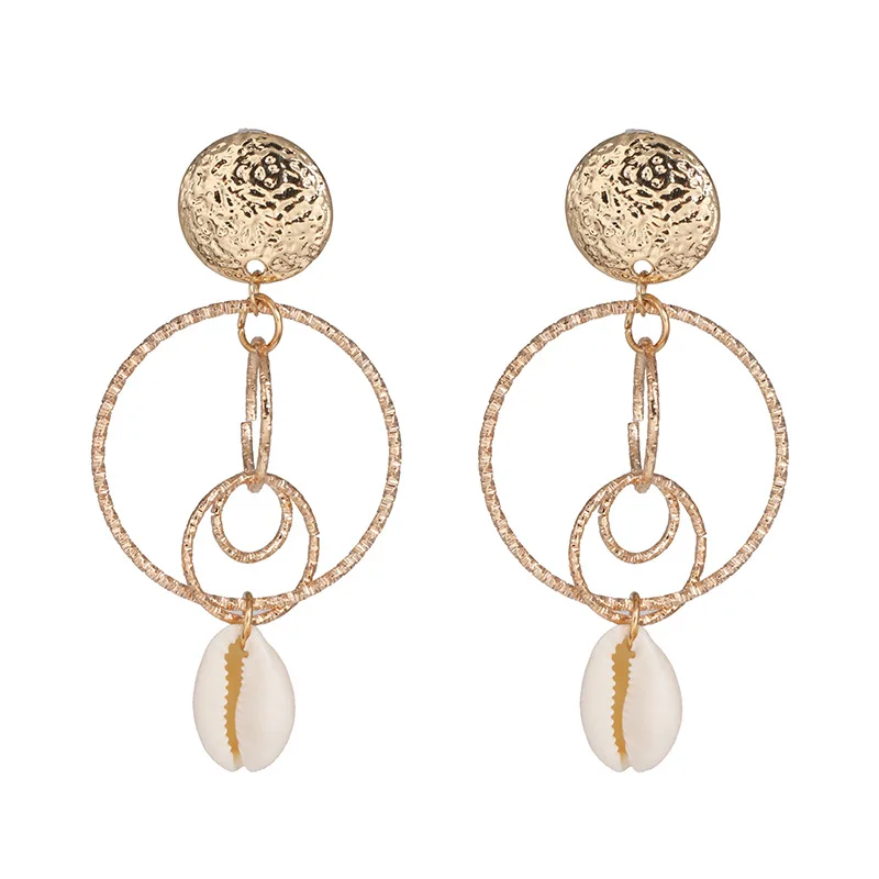 ES863 Fashion Sea Shell Drop Earrings For Women Gold Color Round Big Circle Metal Statement Earrings 2019 New Summer Jewelry
ES863 Fashion Sea Shell Drop Earrings For Women Gold Color Round Big Circle Metal Statement Earrings 2019 New Summer Jewelry
