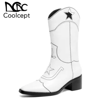 CoolCept Winter Genuine Leather Mid Calf Boots For Women Pointed Toe Square Heels Shoes Fashion New Women Footwear Size 34-39
CoolCept Winter Genuine Leather Mid Calf Boots For Women Pointed Toe Square Heels Shoes Fashion New Women Footwear Size 34-39