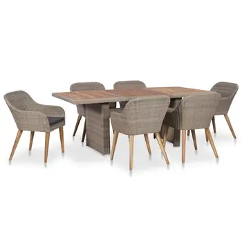 7pcs Simple Outdoor Dining Set with Folding Chair Brown Rattan Tables for Garden Patio Balcony Modern Table Solid Acacia Wood
7pcs Simple Outdoor Dining Set with Folding Chair Brown Rattan Tables for Garden Patio Balcony Modern Table Solid Acacia Wood