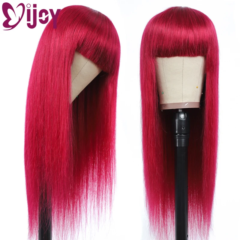 99J/Burgundy Red Color Human Human Hair Wigs With Bangs Brazilian Straight Non Lace Wigs For Black Women Non-Remy Hair Wig IJOY
99J/Burgundy Red Color Human Human Hair Wigs With Bangs Brazilian Straight Non Lace Wigs For Black Women Non-Remy Hair Wig IJOY