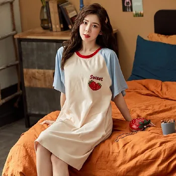 2020 Fabric Women's Short-Sleeved Clothes Nightdress Casual Pajamas Home Clothes M-XXXL Plus Size Sleepwear Sleepwear Women
2020 Fabric Women's Short-Sleeved Clothes Nightdress Casual Pajamas Home Clothes M-XXXL Plus Size Sleepwear Sleepwear Women
