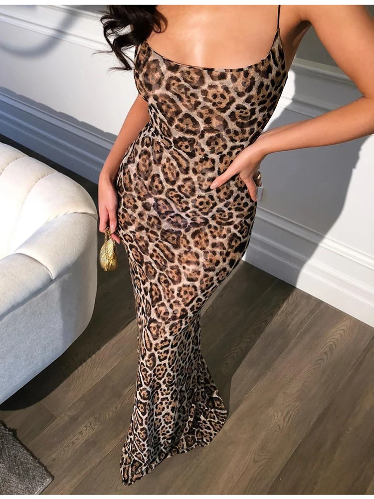 JUKPOP Vintage Leopard Long Summer Dress Print