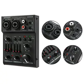 ammoon AGM02 Mini 2-Channel Sound Card Mixing Console Digital Audio Mixer 2-band EQ Built-in 48V Phantom Power for Broadcast Hot
ammoon AGM02 Mini 2-Channel Sound Card Mixing Console Digital Audio Mixer 2-band EQ Built-in 48V Phantom Power for Broadcast Hot