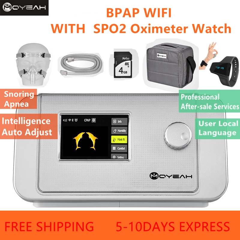 MOYEAH Portable S/T25A Auto BPAP Ventilator Equipment respiron for Sleep Apnea with SPO2 Oximeter Watch& Wifi & Cpap Mask Hose
MOYEAH Portable S/T25A Auto BPAP Ventilator Equipment respiron for Sleep Apnea with SPO2 Oximeter Watch& Wifi & Cpap Mask Hose
