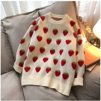 Net red sweater women's spring and autumn clothing 2020 new Korean medium long Pullover Sweater red strawberry Knitted Top
Net red sweater women's spring and autumn clothing 2020 new Korean medium long Pullover Sweater red strawberry Knitted Top