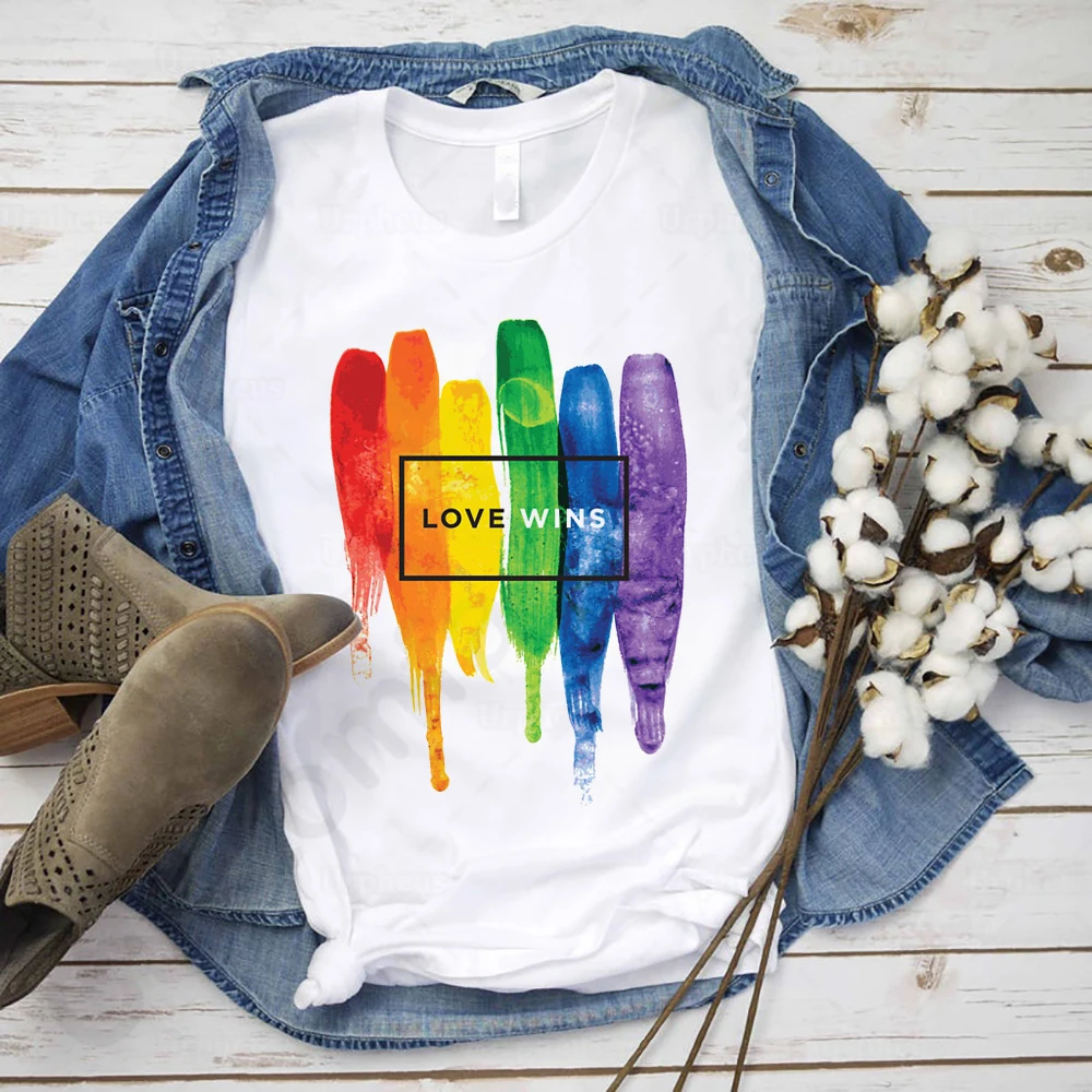 Watercolor LGBT Shirt Love Wins Pride Rainbow Tshirt Typographic Aesthetic Art Summer Top Tees 100% Cotton Material
Watercolor LGBT Shirt Love Wins Pride Rainbow Tshirt Typographic Aesthetic Art Summer Top Tees 100% Cotton Material