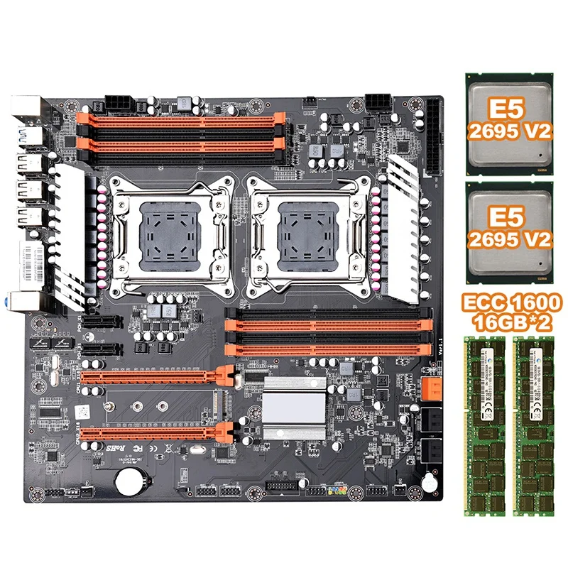 X79 LGA2011 Dual Motherboard Support DDR3 ECC Memory SATA3.0 SATA2.0 USB3.0 NVME M.2 SSD with 2xE5 2695V2 CPU 2x16G 1600 ECC Mem
X79 LGA2011 Dual Motherboard Support DDR3 ECC Memory SATA3.0 SATA2.0 USB3.0 NVME M.2 SSD with 2xE5 2695V2 CPU 2x16G 1600 ECC Mem