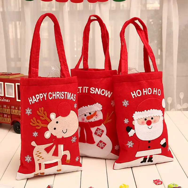 christmas gift bag cartoon tote bag children santa snowman elk