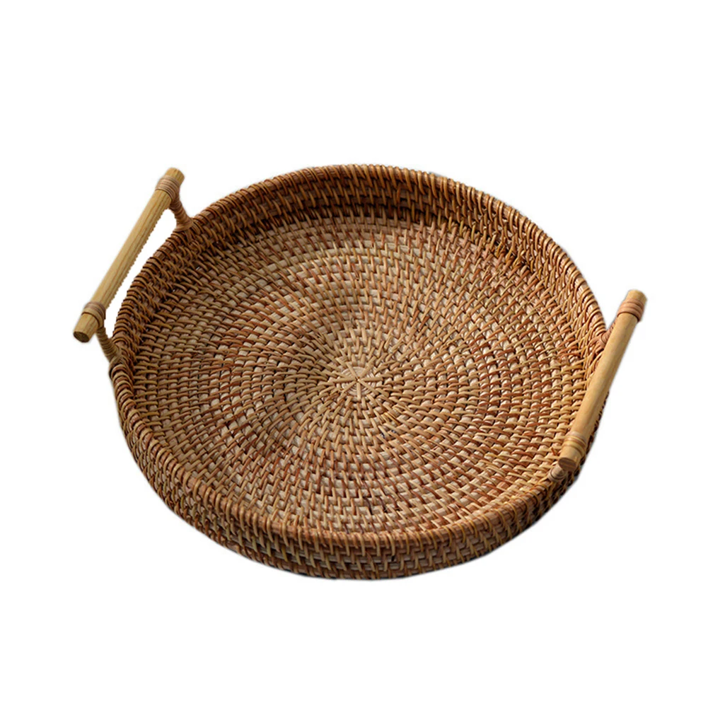 Round Rattan Storage Tray Hand-Woven Wicker Basket with Handle For Bread Fruit Food Tea Flower Breakfast Display Storage Baskets
Round Rattan Storage Tray Hand-Woven Wicker Basket with Handle For Bread Fruit Food Tea Flower Breakfast Display Storage Baskets