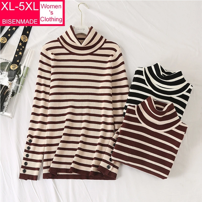 BISENMADE Autumn Winter Women's Jumper 2020 New Striped Knitted Turtleneck Sweaters Slim Pullovers Oversize Female
BISENMADE Autumn Winter Women's Jumper 2020 New Striped Knitted Turtleneck Sweaters Slim Pullovers Oversize Female