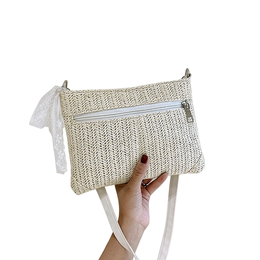 Ladies Shoulder Bag Creative Straw Braid Lace Decoration Solid Color Sweet Style Woven Crossbody Messenger Bag
Ladies Shoulder Bag Creative Straw Braid Lace Decoration Solid Color Sweet Style Woven Crossbody Messenger Bag