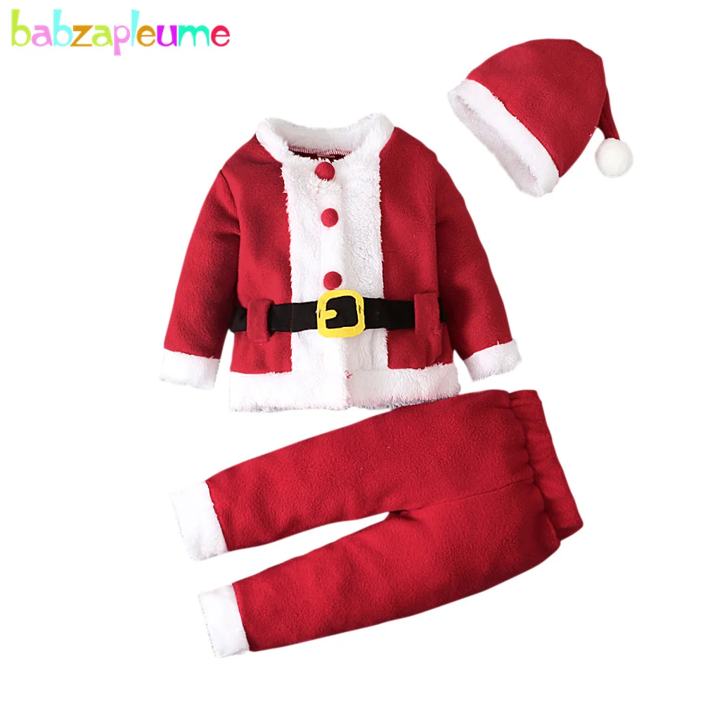 

3Piece Winter Newborn Baby Boy Girl Clothes Cartoon Cute Santa Claus Fleece Warm Tops+Pants+Hats Toddler Christmas Outfit BC2114