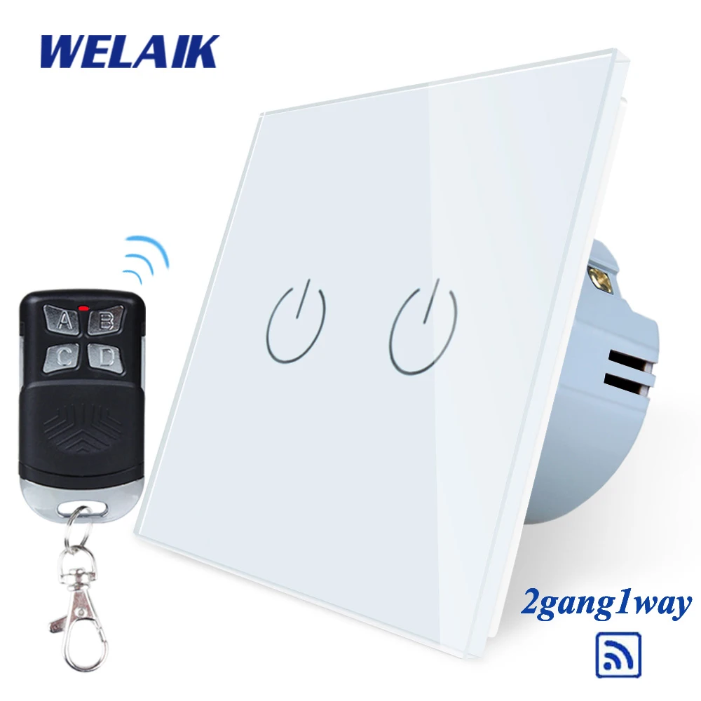 WELAIK1 EU 2Gang1Way Crystal Glass Panel LED Lamp Touch Switch Remote control RF 433.92MHZ European Wall Light Switch A1923CWR01
WELAIK1 EU 2Gang1Way Crystal Glass Panel LED Lamp Touch Switch Remote control RF 433.92MHZ European Wall Light Switch A1923CWR01