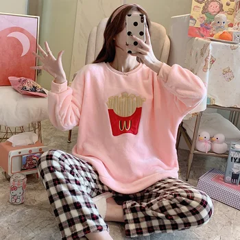 Pajamas Female Winter Casual Wearable Flannel Warm Pajamas Women Thick Coral Fleece Wholesale Clothing Vendors for Women Sets
Pajamas Female Winter Casual Wearable Flannel Warm Pajamas Women Thick Coral Fleece Wholesale Clothing Vendors for Women Sets