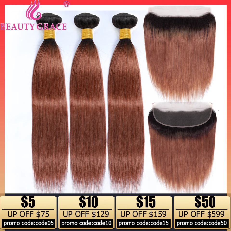 T1B/30 Honey blonde ombre Bundles With lace frontal closure Brazilian straight Human Hair weave Bundles With frontal Non-Remy
T1B/30 Honey blonde ombre Bundles With lace frontal closure Brazilian straight Human Hair weave Bundles With frontal Non-Remy
