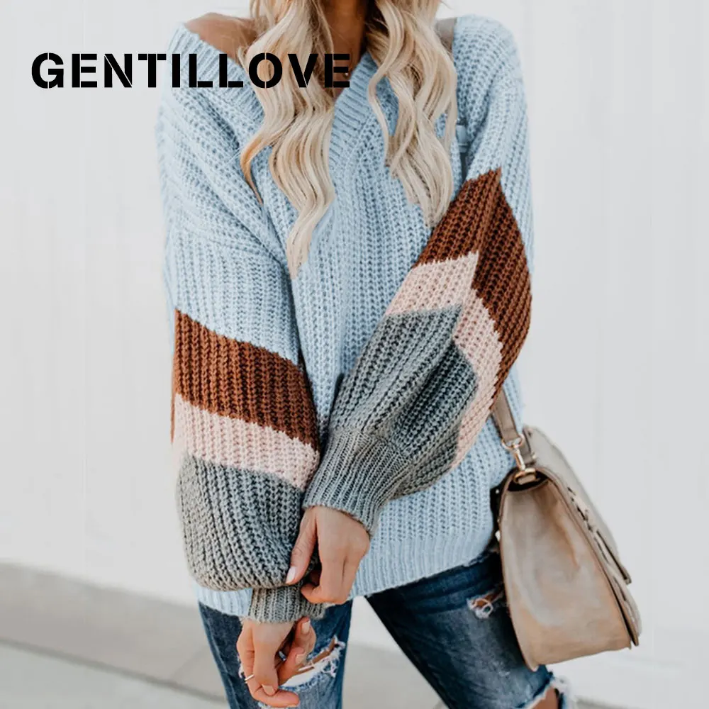 Gentillove 2019 Fashionable Women Autumn V Neck Striped Pullover Sweater Sexy Loose Knitting Sweaters Oversize Jump Pullovers 
Gentillove 2019 Fashionable Women Autumn V Neck Striped Pullover Sweater Sexy Loose Knitting Sweaters Oversize Jump Pullovers