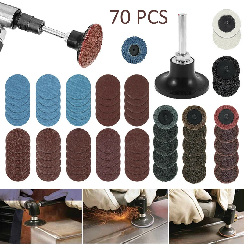 70pcs Sanding Discs Set Mini Flap Disc Roll Lock Surface Conditioning Discs Sandpaper With 1/4" Shank Disc Holder
70pcs Sanding Discs Set Mini Flap Disc Roll Lock Surface Conditioning Discs Sandpaper With 1/4" Shank Disc Holder