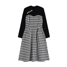 Autumn Winter Female Houndstooth Stitching Fake Two-piece Dress With Waist Thin Temperament Frocks For Women Mid-length Skirt XL
Autumn Winter Female Houndstooth Stitching Fake Two-piece Dress With Waist Thin Temperament Frocks For Women Mid-length Skirt XL