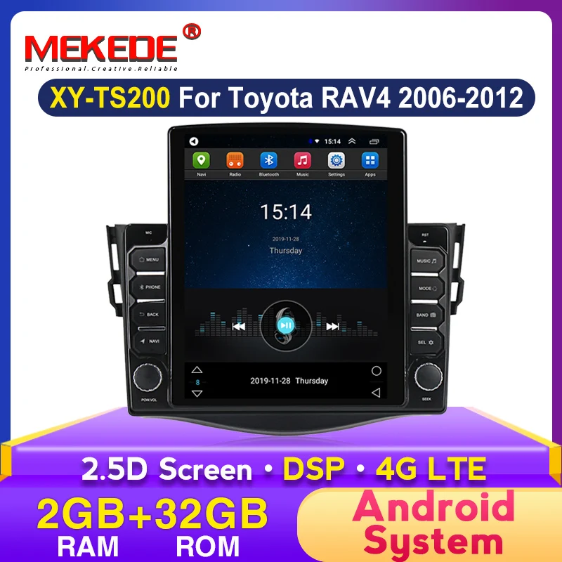 Автомобильный DVD-плеер MEKEDE в стиле Tesla на Android для Toyota RAV4 Rav 4 2007 2008 2009 2010 2011