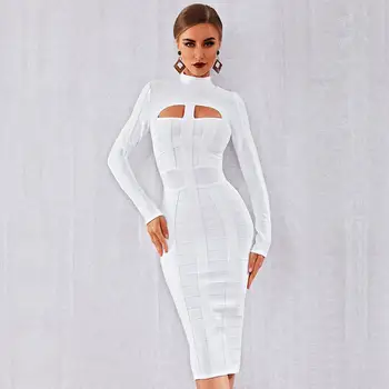 Aulead Winter Autumn Women Elegant Celebrity Party Bodycon Bandage Dress White Long Sleeve O-Neck Hollow Out Sexy Nightclub 50cs
Aulead Winter Autumn Women Elegant Celebrity Party Bodycon Bandage Dress White Long Sleeve O-Neck Hollow Out Sexy Nightclub 50cs