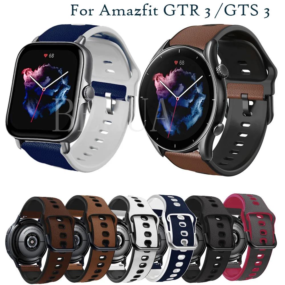 

Ремешок для смарт-часов Amazfit GTR 3 Pro GTR2, кожаный браслет из пасты для Amazfit GTS 3 GTS2 2e, 20 22 мм