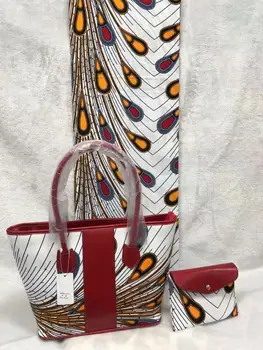 Elegant Party Set African Veritable Print Wax Fabric(6Y) Matching With Real Wax Bags Set DBWB1