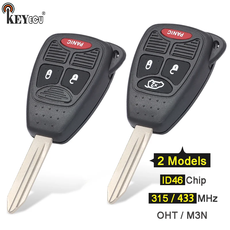 

KEYECU 315MHz/ 433MHz ID46 Chip OHT692427AA M3N5WY72XX 3 4 Button Remote Key Fob or Chrysler 200 Sedan 300 PT Cruiser Sebring