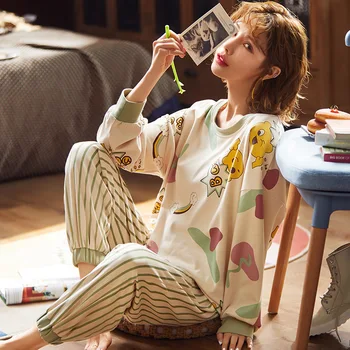 Autumn Winter Sleepwear Cartoon women's pyjamas Home clothes Long Sleeve Long Pants Pajamas Sets Nightwear Cotton Pijamas mujer
Autumn Winter Sleepwear Cartoon women's pyjamas Home clothes Long Sleeve Long Pants Pajamas Sets Nightwear Cotton Pijamas mujer