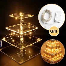 4-Tier Cake Plate Stand LED Light String Cupcake Holder Acrylic Cupcake Display Stand Holder Wedding Party Decoration Cake Tools
4-Tier Cake Plate Stand LED Light String Cupcake Holder Acrylic Cupcake Display Stand Holder Wedding Party Decoration Cake Tools