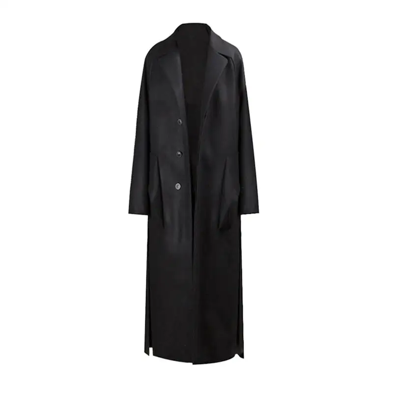 Men's new autumn/winter woolen long coat with shoulder and back pleats, loose and large size new coat
Men's new autumn/winter woolen long coat with shoulder and back pleats, loose and large size new coat