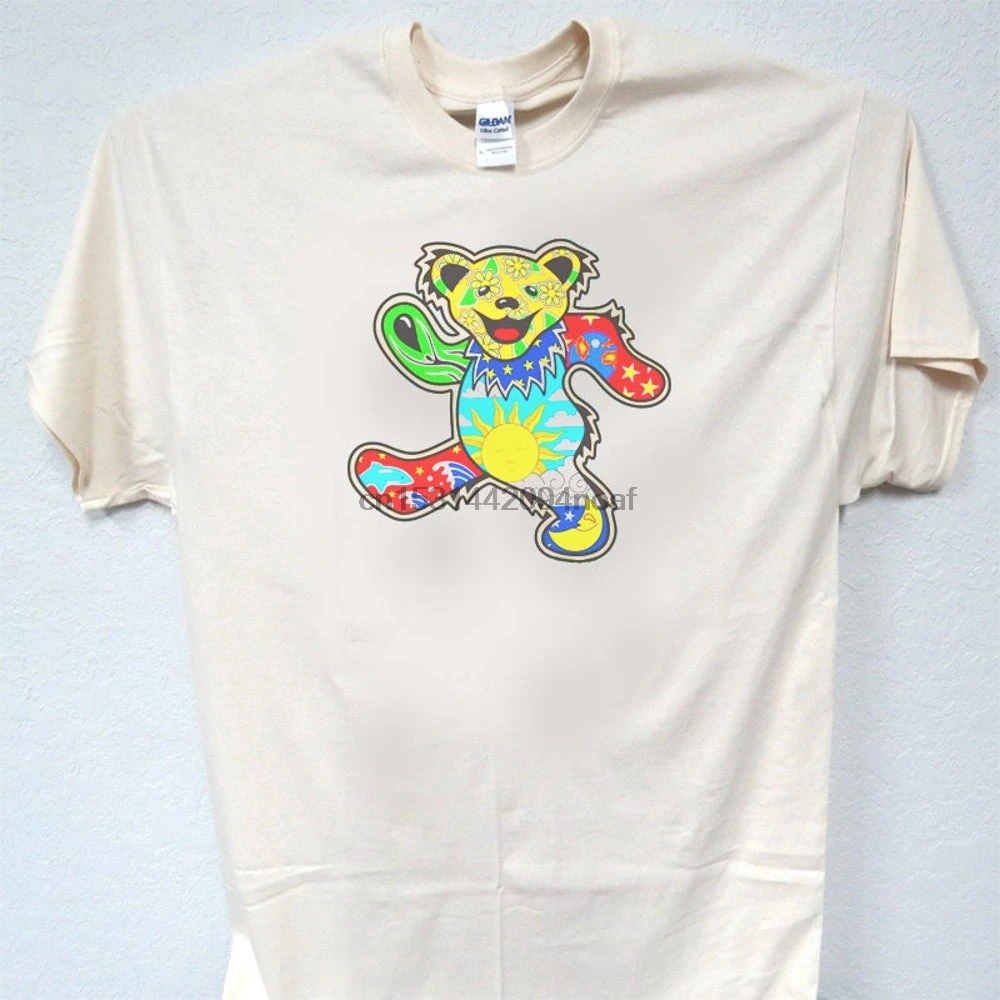 Джерри GARCIAGrateful мертвых BearWoodstock вдохновил 70s мужские Винтаж Стиль T строчкой 1594Ivy L @