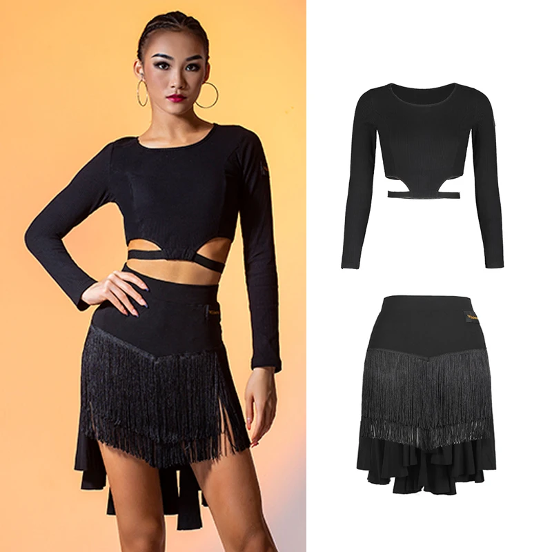 Костюмы для латиноамериканских танцев, женский черный костюм с длинными рукавами, топы для латиноамериканских танцев, юбка-ча-Самба, танцевальная одежда, тренировочные костюмы DNV15244
Костюмы для латиноамериканских танцев, женский черный костюм с длинными рукавами, топы для латиноамериканских танцев, юбка-ча-Самба, танцевальная одежда, тренировочные костюмы DNV15244