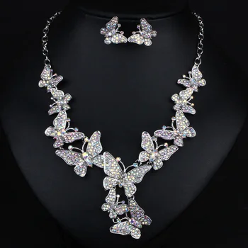 zlxgirl metal colorful rhinestone crystal butterfly necklace with earring jewelry sets fine women's bridal accessory sets 
zlxgirl metal colorful rhinestone crystal butterfly necklace with earring jewelry sets fine women's bridal accessory sets
